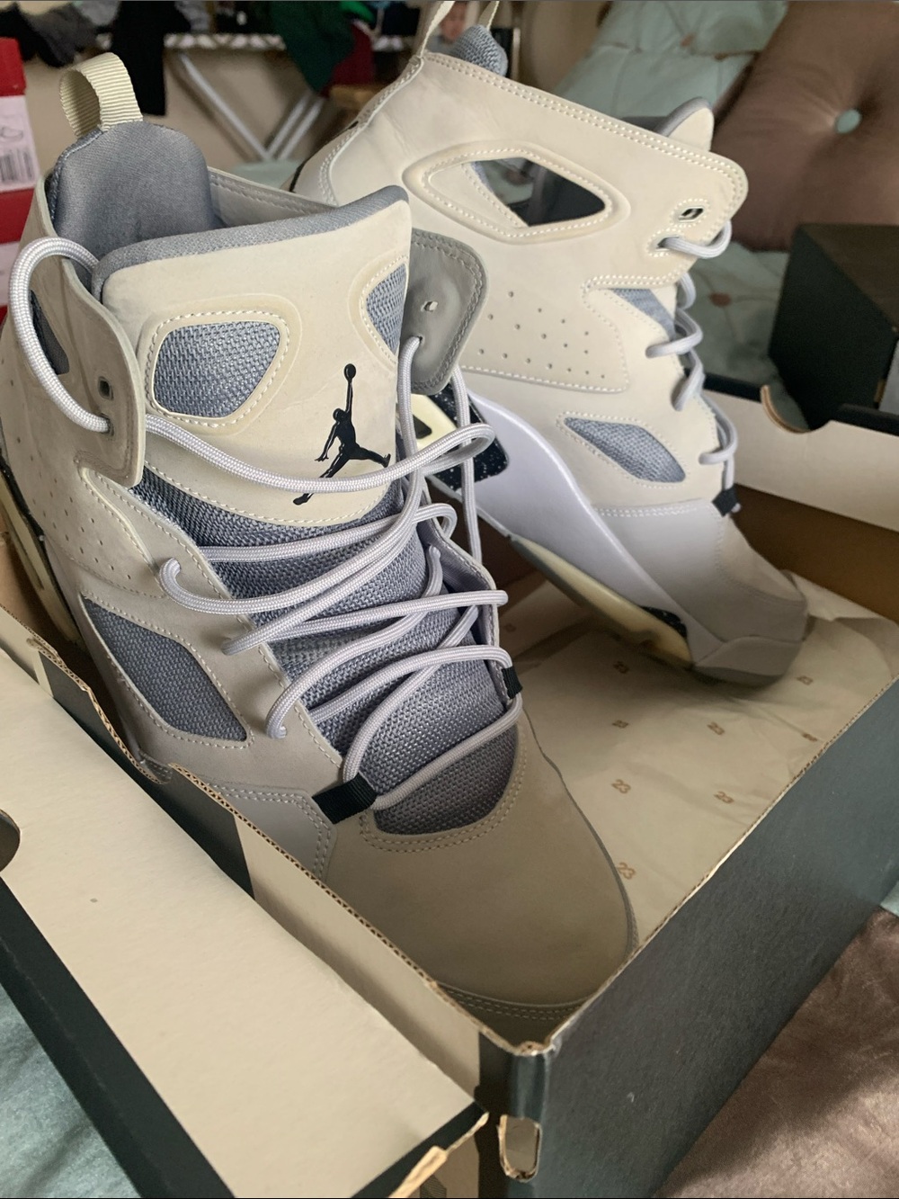 Nike Jordan High-Top Sneakers - Cream and Gray
